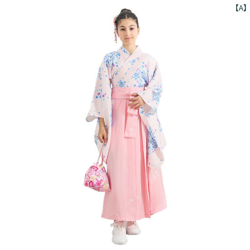袴 女の子 キッズ ジュニア 女児 和装袴スカート 上下セット 礼服 フォーマル セレモニー 発表会 舞台 イベント 卒業式 伝統 和風 小学生 ポリエステル
