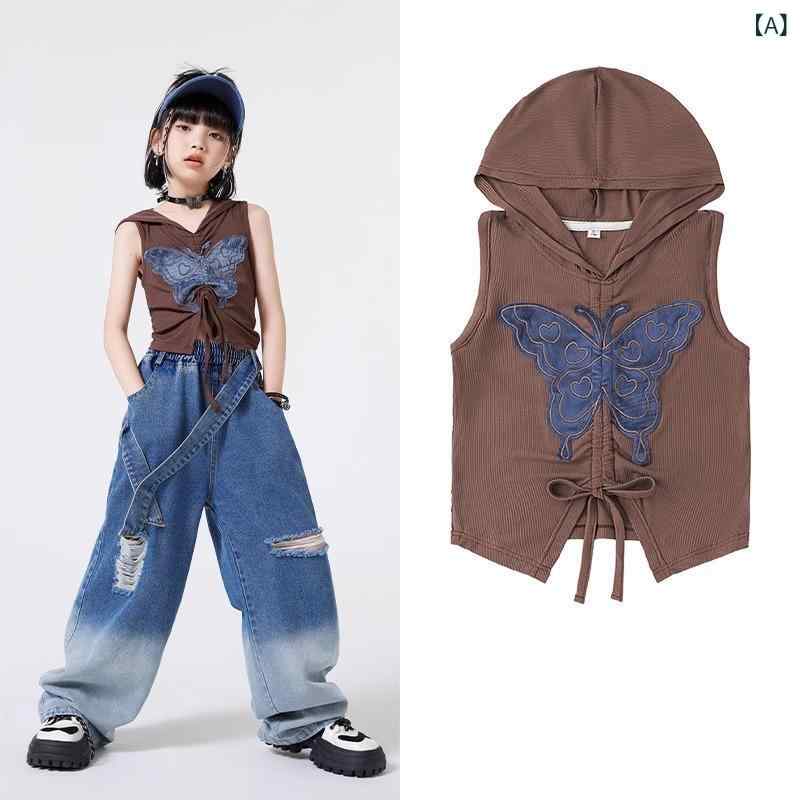 キッズ ダンス衣装 女の子 ジャズ ヒップホップ ストリートダンス セットアップ 上下セット 発表会 ステージ衣装 練習着 おしゃれ トレンド ポリエステル 春夏