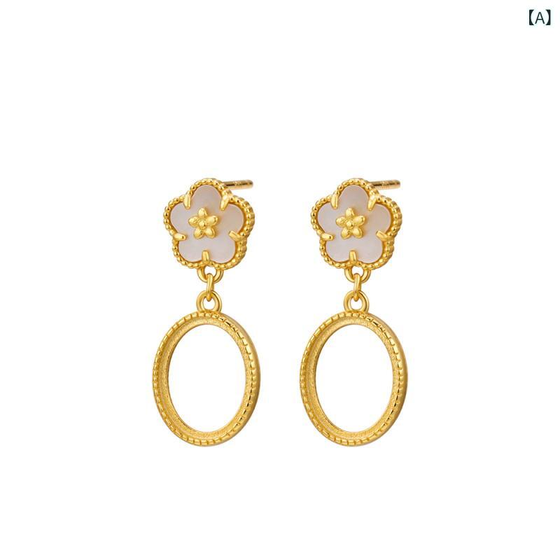 ピアス レディース S925純銀製 シルバー925 ゴールドメッキ 金色 空枠 スタッドピアス 繊細 上品 エレガント 定番 クラシック 丸型 オフィス 通勤 ビジネス 普段使い