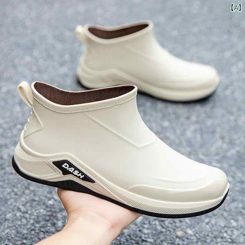レインブーツ メンズ 男性用 ショート丈 ローカット 防水 防滑 快適 耐摩耗 裏起毛 長靴 作業用 通勤 普段使い ラバー素材