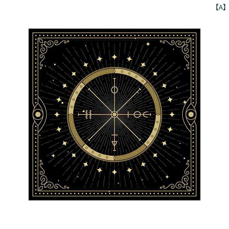 タロットクロス 厚手 ヘビーウェイト 滑り止め 耐摩耗 丈夫 フランネル ベルベット調 プリント 幾何学模様 正方形 ボヘミアン風 タロット占い カードゲーム用 デスクマット インテリア装飾