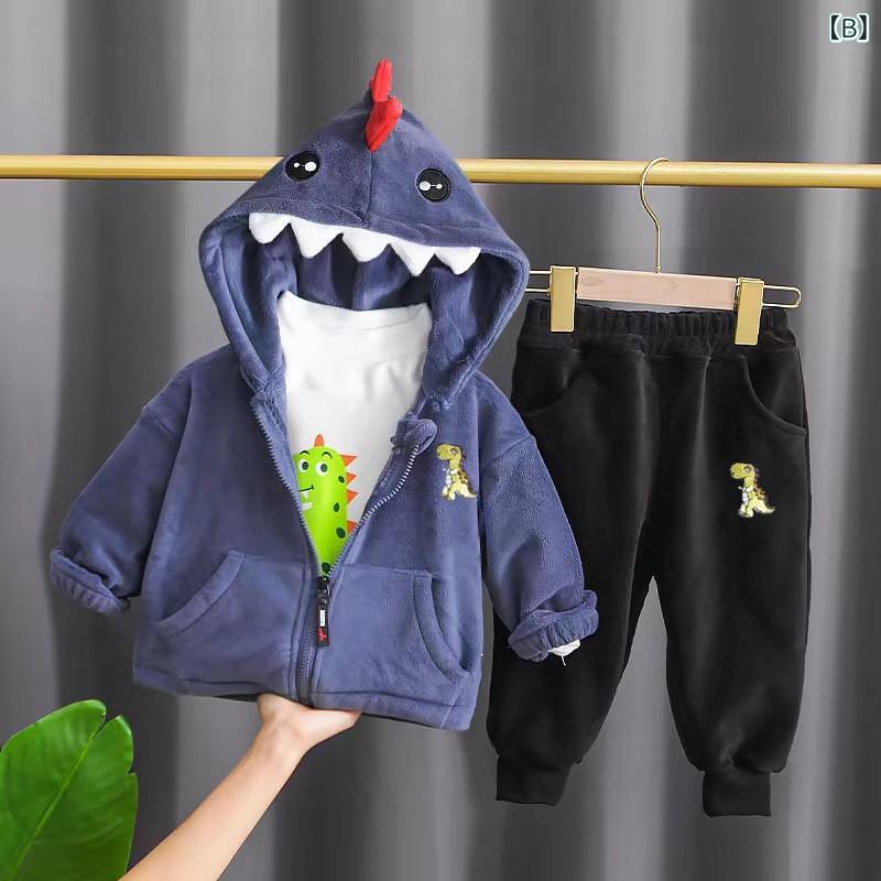 キッズ セットアップ 男の子 ボーイズ 子供服 恐竜柄 フード付き パーカー 長袖 長...