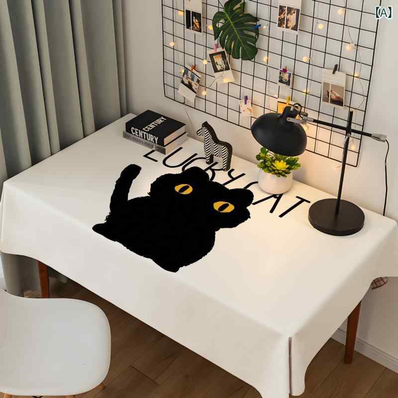 テーブルクロス 北欧スタイル モノトーン 白黒 モダン シンプル 学生寮 学習机 食卓 ダイニング リビング コーヒーテーブル デスクカバー 洗濯不要 フリース 起毛素材 長方形 汚れ防止