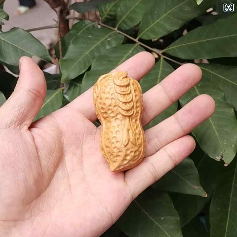 Other - 木彫り 太行崖柏 熟成落花生 ピーナッツ キーホルダー 握り物 手遊び品 ストラップ カーアクセサリー 田園風 縁起物 工芸品