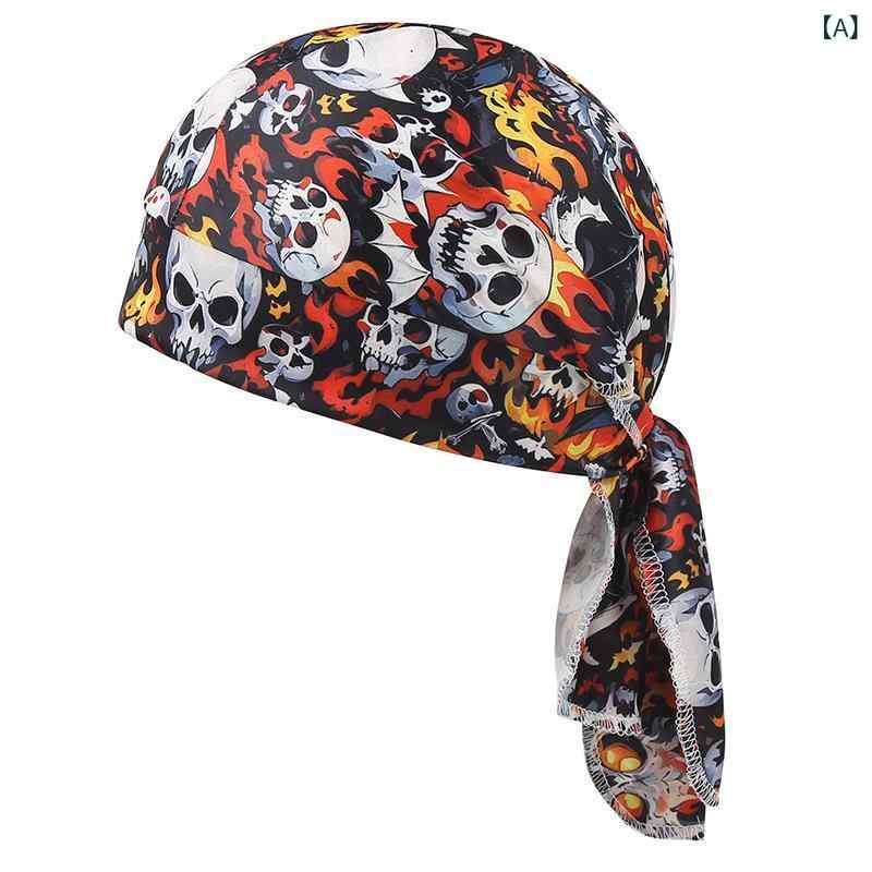 バンダナキャップ 男女兼用 ユニセックス スカル ドクロ ペイズリー柄 海賊帽 パイレーツハット ターバン 伸縮性 ストレッチ ポリエステル生地 接触冷感 吸湿速乾 UVカット 通気性 防風 サイクリング スポーツ アウトドア 普段使い 春夏