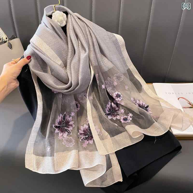 ストール 手刺繍 牡丹 シルク ウール 羊毛 絹 ショール スカーフ 大判 秋冬 普段使い 通勤 オフィス カジュアル フォーマル 高級感 チャイナ風 レトロ