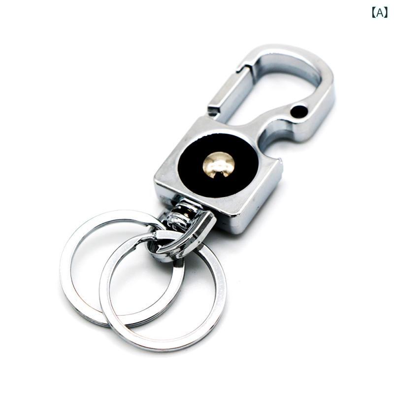 キーホルダー 多機能 栓抜き ボトルオープナー 車用 カーキー 鍵 腰掛けフック カラビナ ダブルリング ..