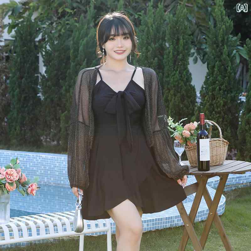 水着 レディース セパレート 長袖カバーアップ付き 2点セット 体型カバー 露出控えめ 胸パッド付き 温泉 プール ビーチ 海水浴 アウトドア