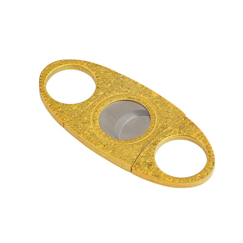 葉巻カッター ゴールド 氷模様 ステンレス製 携帯用 小型 切れ味抜群 旅行 アウトドア ビジネス 電気メ..