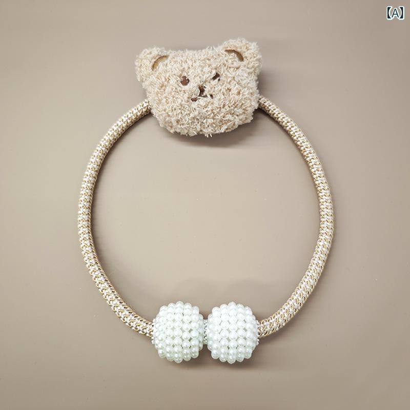 カーテンタッセル マグネット式 穴あけ不要 挟むだけ 簡単取付 クマ型 かわいい 韓国風 おしゃれ インテリア雑貨 家庭用 リビング 子供部屋 窓装飾 留め具(x2)