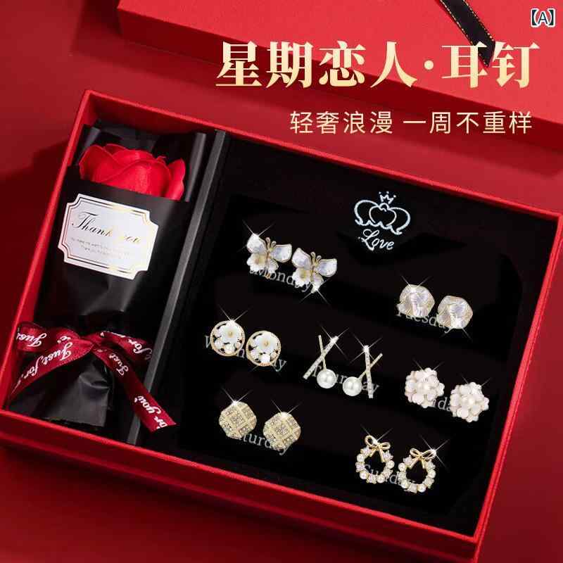 ピアス レディース 925シルバー製 ウィークリーセット 上品 高級感 エレガント リボンモチーフ デイリー 普段使い オフィス きれいめ(4.0)