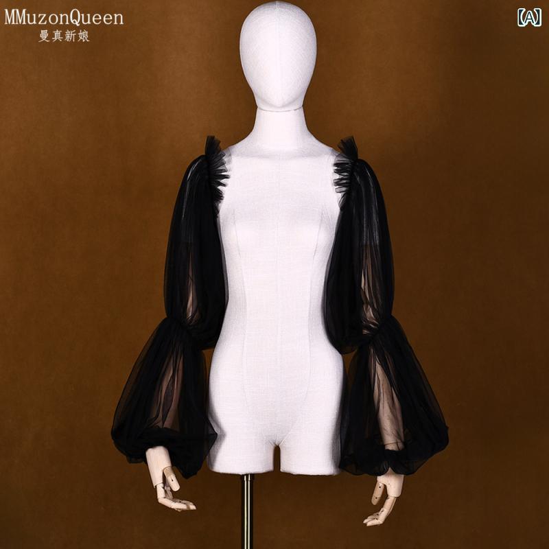 ブライダルアームカバー レディース 女性用 ウエディングドレス用 花嫁 袖 日焼け止め UVカット 長袖 伸縮性 メッシュ ブラック ビスチェタイプ 結婚式 披露宴 前撮り