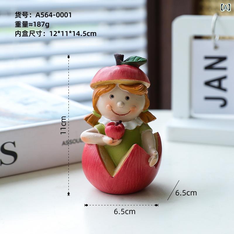 オブジェ フルーツ キャラクター 人形 かわいい おしゃれ モダン シンプル リビング インテリア 置物 装飾品 卓上飾り テレビ台 デスク 玄関 寝室 合成樹脂製 ユニーク ホームデコレーション ギフト プレゼント
