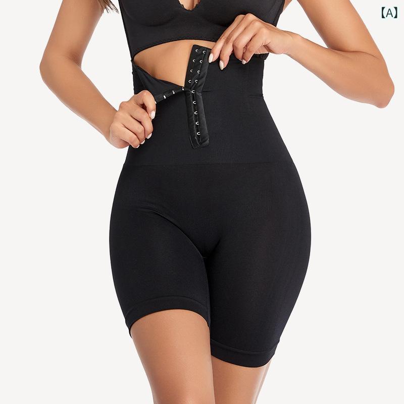 シェイプアップショーツ レディース 産後 ハイウエスト お腹引き締め ヒップアップ シームレス ボクサータイプ 薄手 ナイロン ガードル ブラック ベージュ 快適