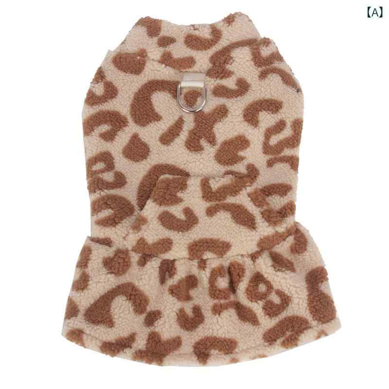 犬服 ドッグウェア 小型犬 テディ チワワ トイプードル 秋冬 フリース ヒョウ柄 プリンセス ワンピース ドレス 防寒 暖かい かわいい おしゃれ お出かけ 普段使い カーキ ブラウン ピンク