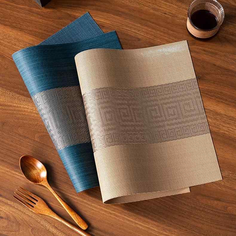 ランチョンマット PVC素材 アジアンテイスト 耐熱 断熱 撥水 防汚 食卓マット スクエア型 ダイニング ..