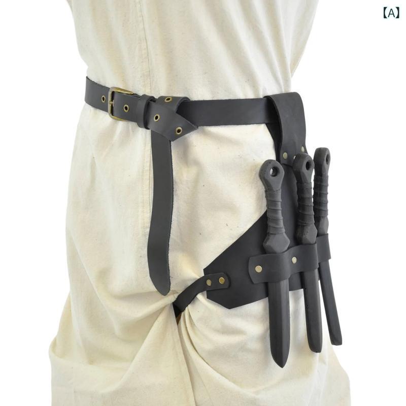 ナイフケース 欧米風 レトロ ヴィンテージ 中世 ルネサンス レザー ウエスト ベルトホルダー ダガーケース ホルスター コスプレ ハロウィン イベント 舞台衣装 仮装 ブラック ダークブラウン
