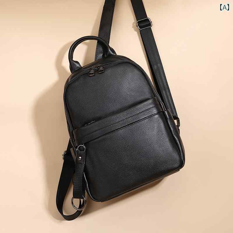 リュックサック バックパック 男女兼用 ユニセックス 本革 牛革 多機能 大容量 たっぷり収納 通勤 通学 スクール 旅行 トラベル アウトドア 登山 PC収納 13インチ対応 ブラック