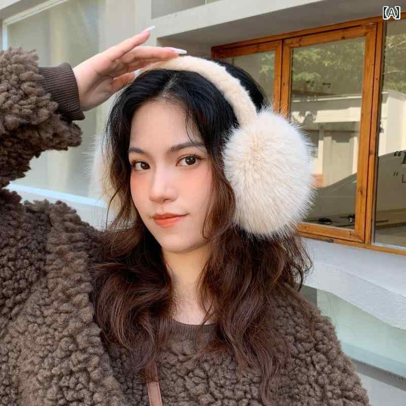 イヤーマフ 男女兼用 折りたたみ式 フェイクファー 防寒 保温 暖かい おしゃれ シンプル 無地 秋冬 耳当て 外出用 普段使い 通勤通学 フェイクレザーバンド ブラック グレー ベージュ ピンク