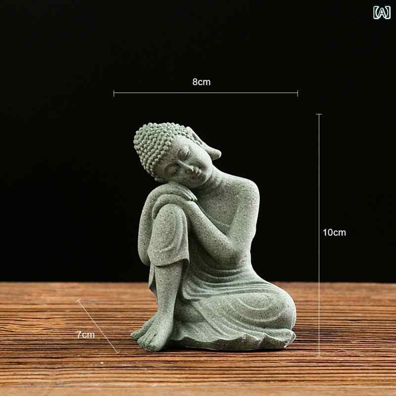 仏像 置物 青砂石製 アンティーク風 禅スタイル 流水 水景オブジェ 工芸品 中国風 和モダン インテリアデコレーション 飾り
