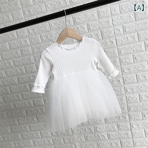 ・スタイル: 韓国風・カテゴリ: キッズワンピース・主な素材: 綿90%・裏地素材: 綿90%・性別: 女の子・対象年齢: 中小児（3～8歳）・柄: 無地・生地加工: 柔軟加工・袖丈: 長袖・スカートデザイン: Aライン・デザイン要素: ト...