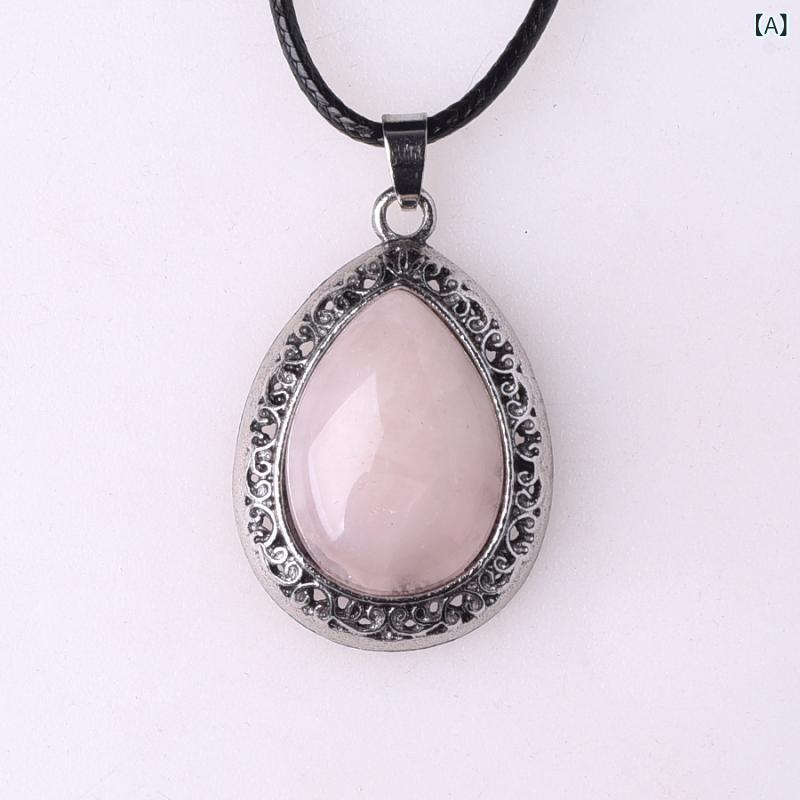 Jewelry, Accessories - ネックレス 天然水晶 瑪瑙 半貴石 シェル 水滴 ドロップ型 ペンダントトップ 宝石象嵌 合金 レトロ 彫刻 エスニック アクセサリー