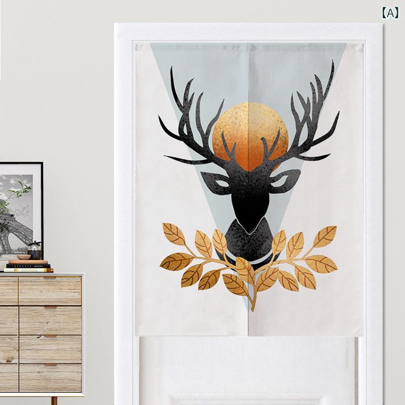 門簾 シンプル モダン おしゃれ 目隠し 間仕切りカーテン 暖簾 風除け 冷暖房対策 リビング キッチン 寝室 浴室 玄関 ポリエステル コットン製 抽象デザイン アート柄 インスタ風 インテリア ドアカーテン(x2)