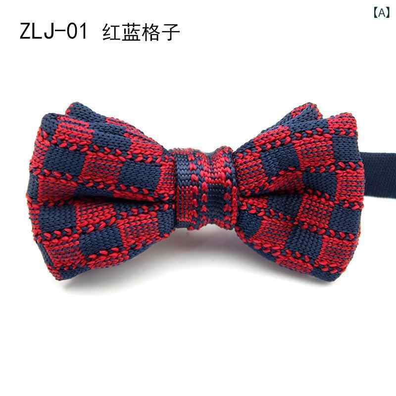 Other - 蝶ネクタイ 男女兼用 かわいい スクエアエンド型 フラットエンド ニット ストライプ ドット 水玉 幾何学模様 結婚式 披露宴 二次会 新郎 ウェディング パーティー フォーマル カジュアル プレゼント ギフト おしゃれ ボウタイ