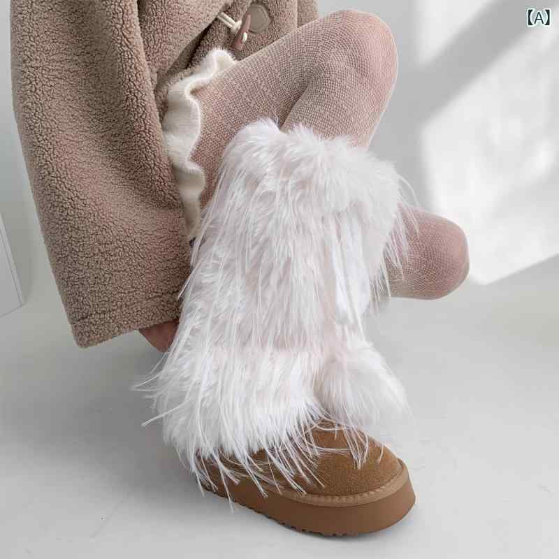 レッグウォーマー レディース 秋冬 Y2K 原宿系 ゴシック JK ギャル ストリート 裏起毛 厚手 あったか もこもこ ふわふわ ルーズソックス ボリューム 防寒 アクリル アイボリー