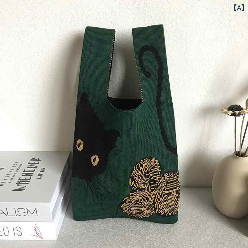 バッグ ニット 学生向け トート ショルダー 大容量 手提げ 斜め掛け 編み込み ランチ ギフト 普段使い 旅行 グリーン系 ベージュ系