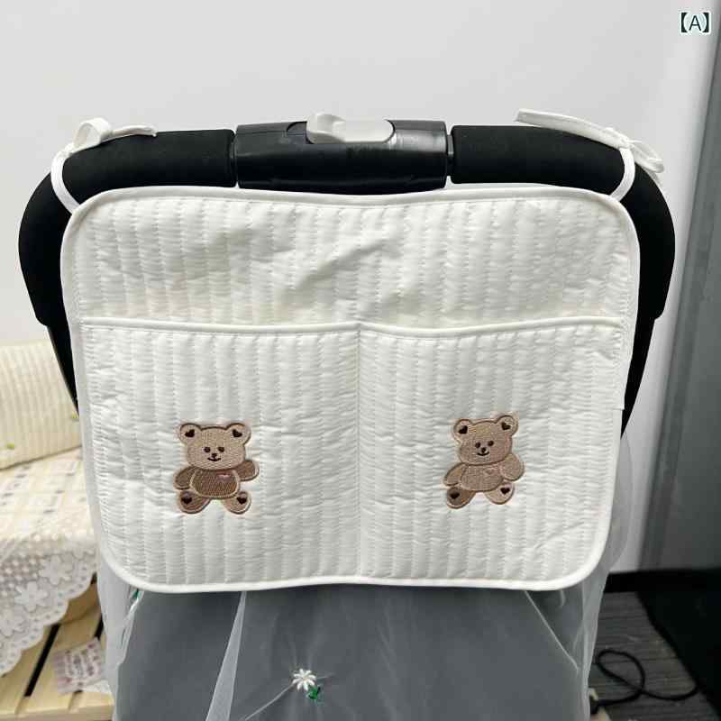 ベビー ベビーカー オーガナイザー 吊り下げ式 ダブルポケット コットン 多機能 ベッドサイド 哺乳瓶 ..