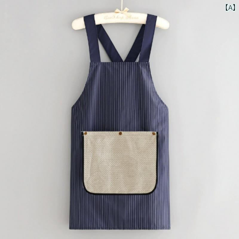 Gingham Aprons - エプロン メンズ 男性用 取り外し可能 厚手 大判 手拭きタオル付き 防水 防油 撥水 撥油 高級感 キッチン 台所 家庭用 料理 作業用 黒 ブラック
