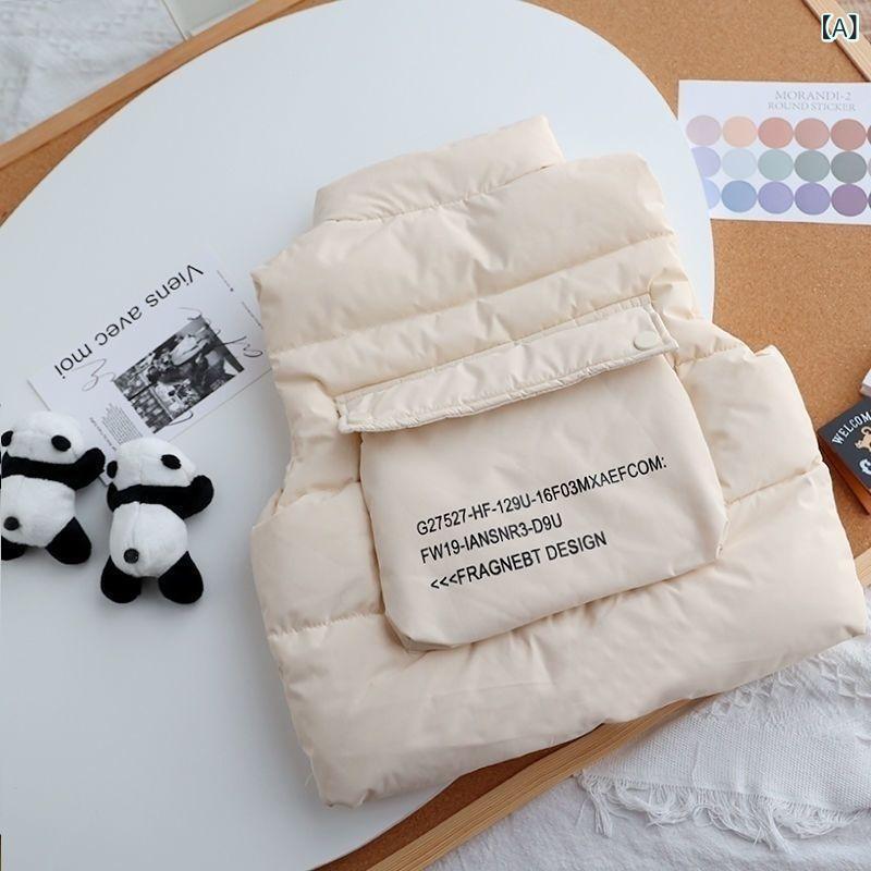 ベスト ジレ キッズ ユニセックス 秋冬 綿混 中綿入り 厚手 保温 防寒 ロゴ おしゃれ カジュアル 韓国..