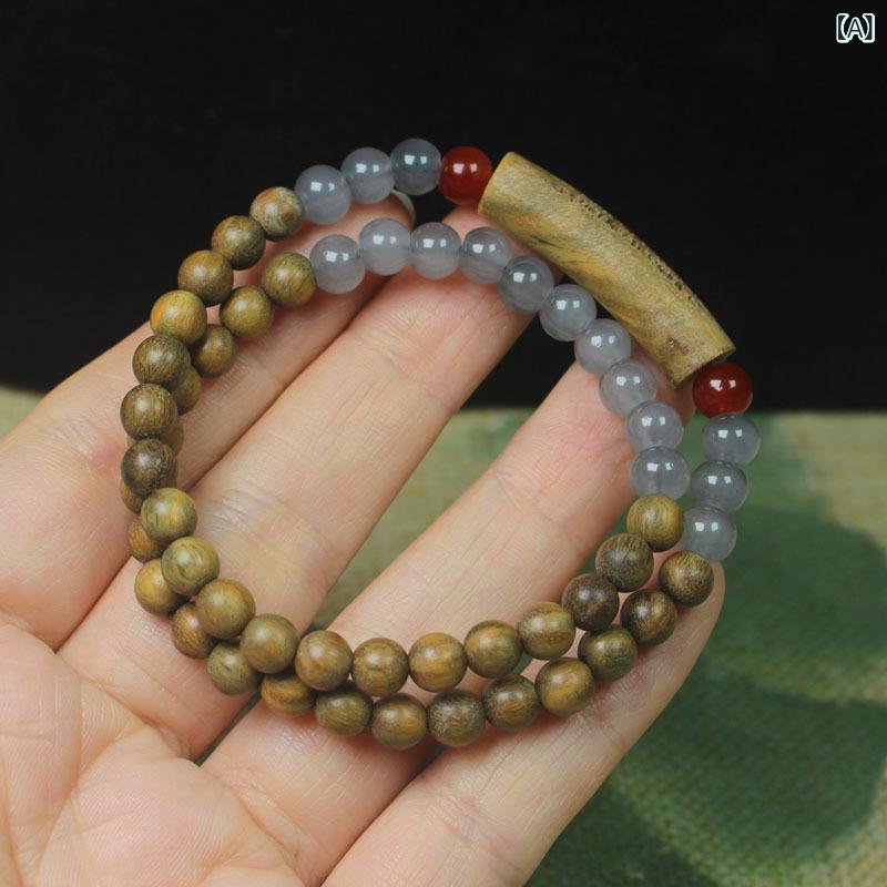 数珠ブレスレット 緑檀 二連 6ミリ玉 開運 魔除け お守り 男女兼用 ユニセックス エスニック アジアン 瞑想 ヨガ 個性的 アクセサリー プレゼント
