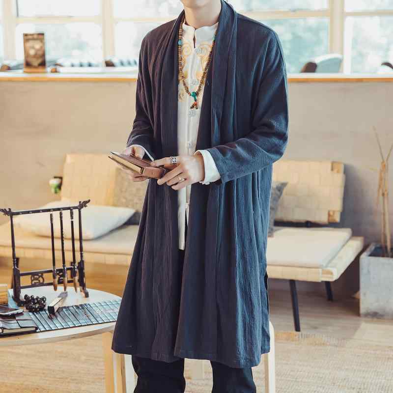 民族衣装 男性用 メンズ 漢服 チャイナ風 マント ケープ アウター コットンリネン 綿麻 無地 ビッグサイズ ゆったり カジュアル 普段使い ブラック ダークネイビー 紺色