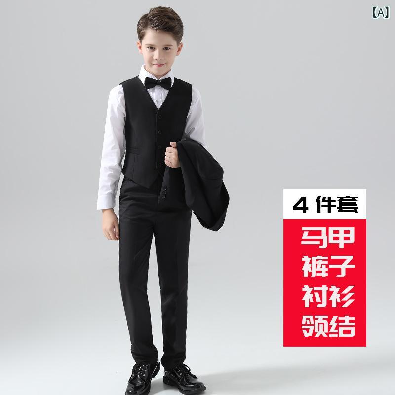 キッズ 男の子 フォーマルスーツ セットアップ 英国風 タキシード風 ジャケット ベスト パンツ ボウタ..