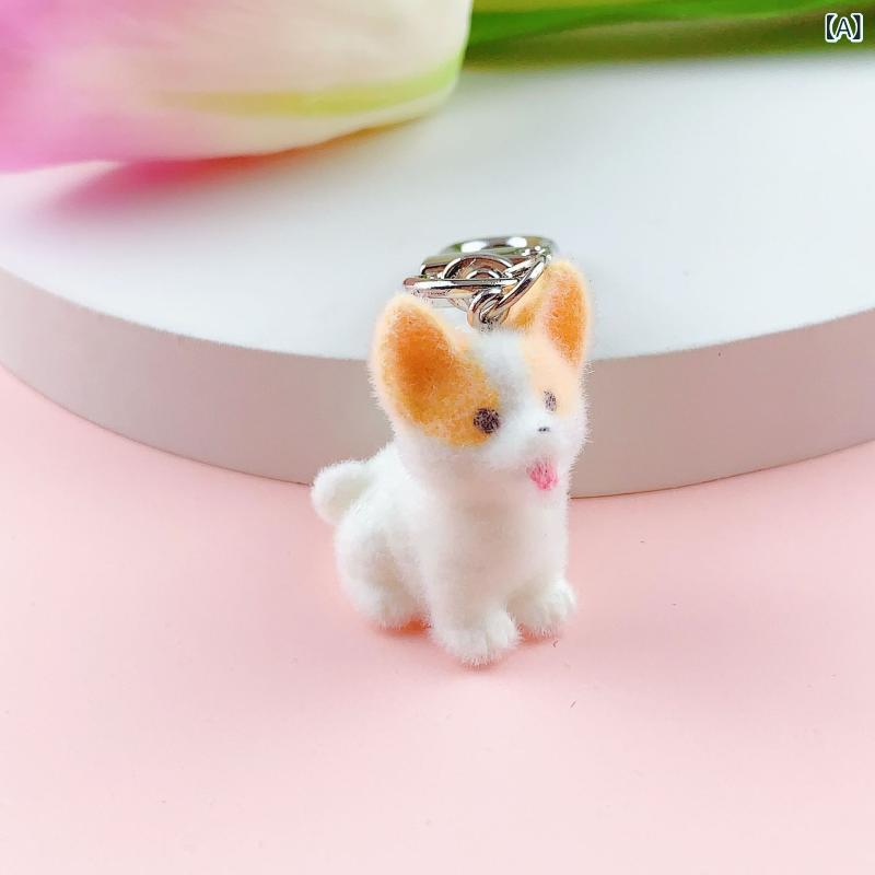 キーホルダー ミニ コーギ 立体 植毛 かわいい 犬 バッグチャーム スマホケース 携...
