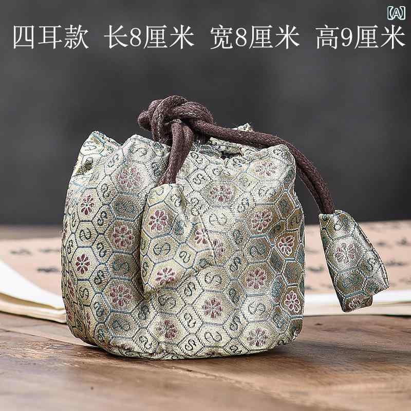 茶器収納袋 中国式 錦織 花柄 中綿入り 厚手 布製 単杯用 主人杯 建盞 保護 クッション性 茶道 お稽古 旅行 持ち運び おしゃれ 上品 ポーチ ケース(x2)