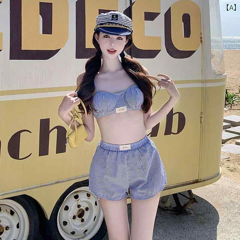 ・性別: 女性・対象年齢: 成人・デザイン: プレーンカラー、セクシー、タイト、バックレス、高弾性、高耐久、スモールフレッシュ・パッド・ワイヤー: 胸パッドあり・ワイヤーなし・素材: ポリエステル 81%-90%・裏地素材: ポリエステル 88%・カラー展開: ブルーストライプ・サイズ展開: S、M、L・袖丈: ノースリーブ・スタイル: ビキニショーツ