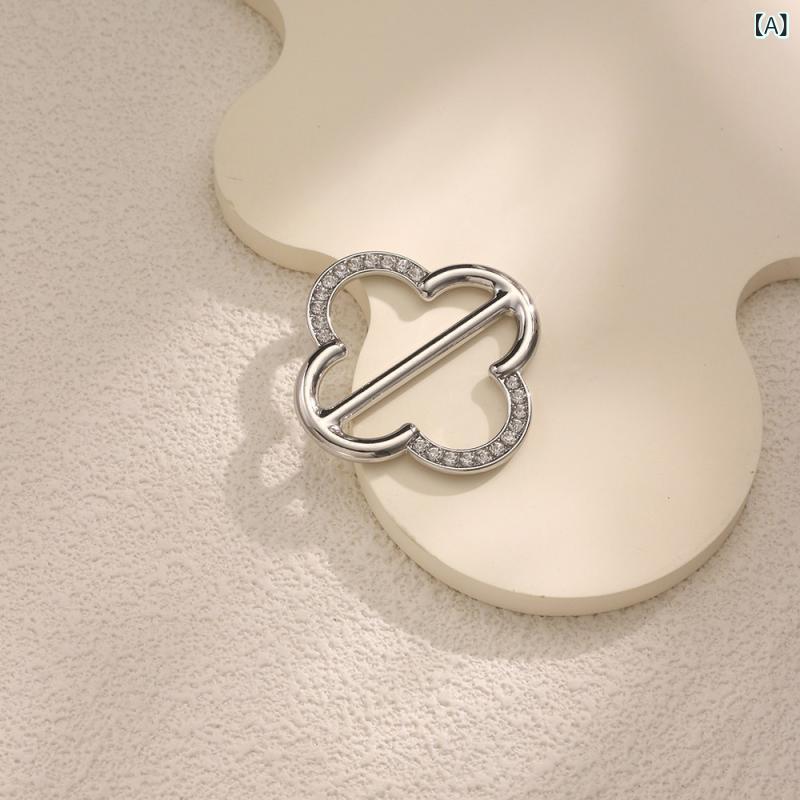 スカーフ留め レディース オフィススタイル シャツ トレンチコート ベルト Dカン 合金 ジルコニア 四つ葉クローバー リボン フラワーモチーフ 日韓デザイン 定番