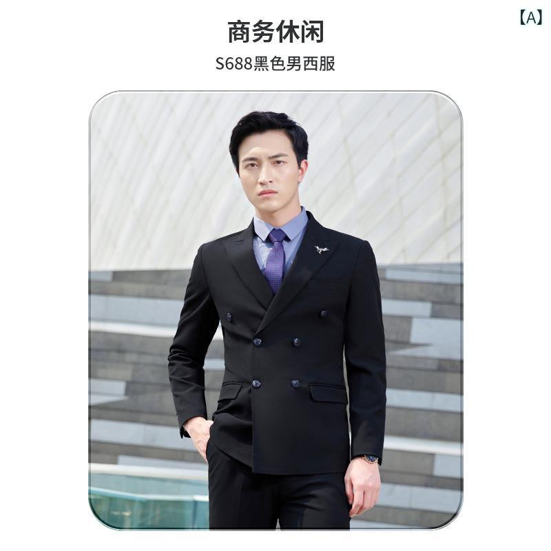 スーツ 男女兼用 ユニセックス ジャケット セットアップ ノーアイロン イージーケア 細見え スタイルアップ 上品 エレガント ビジネス オフィス 通勤 正装 フォーマル 企業 ユニフォーム 制服 ポリエステル レーヨン ブラック ブルー ダークグレー