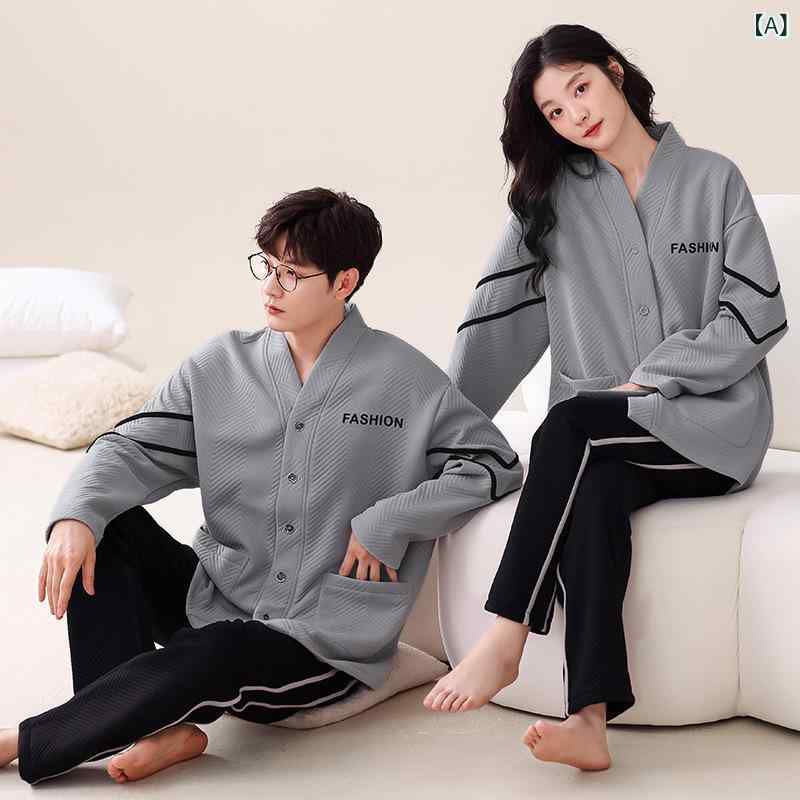 ・カテゴリ: セットアップ・生地: フランネル・スタイル: 上質・主な素材: 綿100%・生地厚さ: 超厚手 (501-600g/m²)・ネックライン: Vネック・袖丈: 長袖・パンツ丈: ロング・機能: 通気性、伸縮性、部屋着、保温、外着...