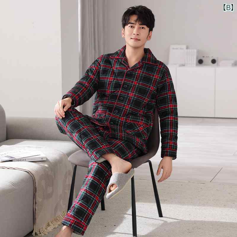 セットアップ メンズ パジャマ 寝間着 ルームウェア 上下セット ニットキルティング 厚手 肉厚 保温 あったか 暖かい 防寒 快適 シンプル ベーシック カジュアル ワンマイルウェア 外出着 秋冬春