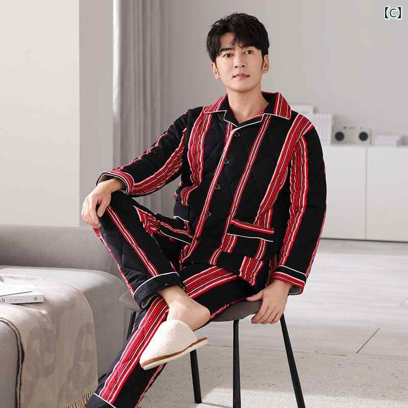 セットアップ メンズ パジャマ 寝間着 ルームウェア 上下セット ニットキルティング 厚手 肉厚 保温 あったか 暖かい 防寒 快適 シンプル ベーシック カジュアル ワンマイルウェア 外出着 秋冬春