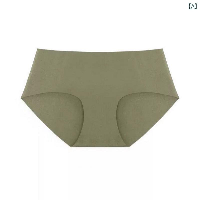 ショーツ レディース 韓国スタイル シームレス 抗菌 ナイロン 無地 ミドルライズ ローライズ ヒップハング シンプル 素肌感 快適 伸縮性 軽量 デイリーユース 三角タイプ 女性用