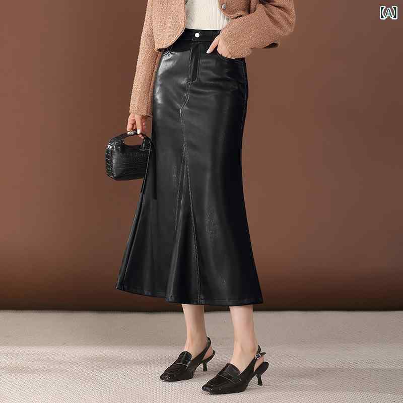 魚尾スカート レディース ハイウエスト 切り替え タイト ミモレ丈 上品 通勤 オフィス ポリエステル 微ストレッチ 秋冬 体型カバー ボトムス