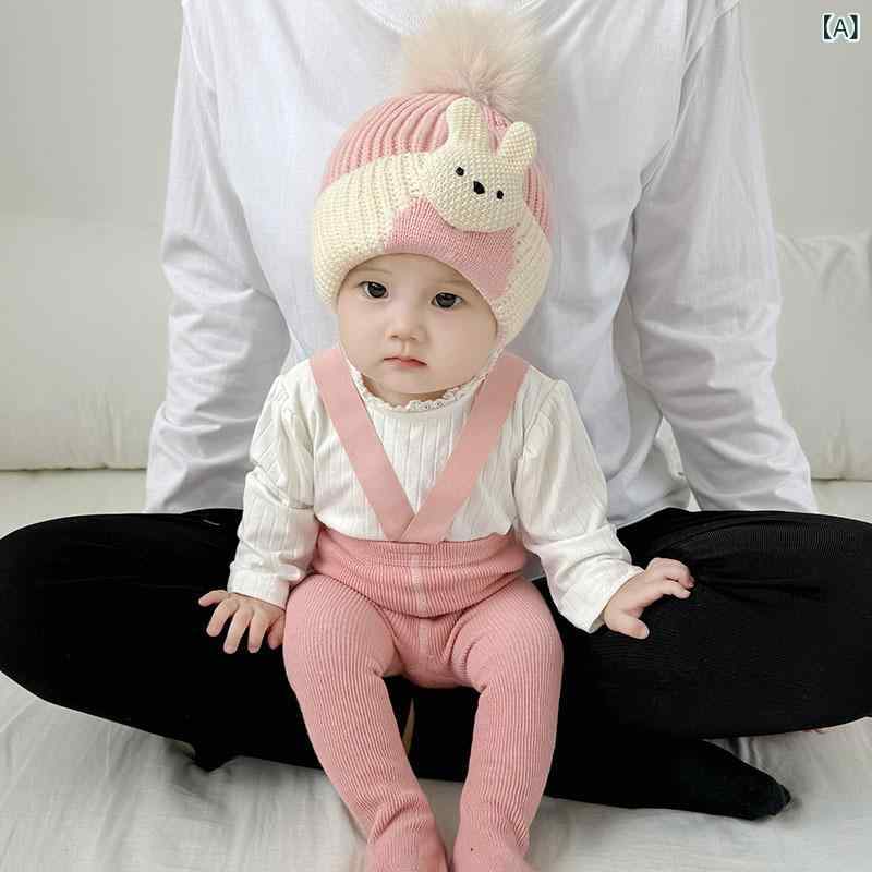 樂天商城 - ニット帽 ベビー キッズ 男の子 女の子 秋冬 防寒 保温 防風 あったか かわいい ふわふわ もこもこ ビッグポンポン付き 子ども用 ニットキャップ お出かけ 普段使い 通園