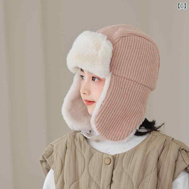 帽子 キッズ ベビー 男の子 女の子 ロシア帽 飛行帽 耳当て付き イヤーフラップ 裏...