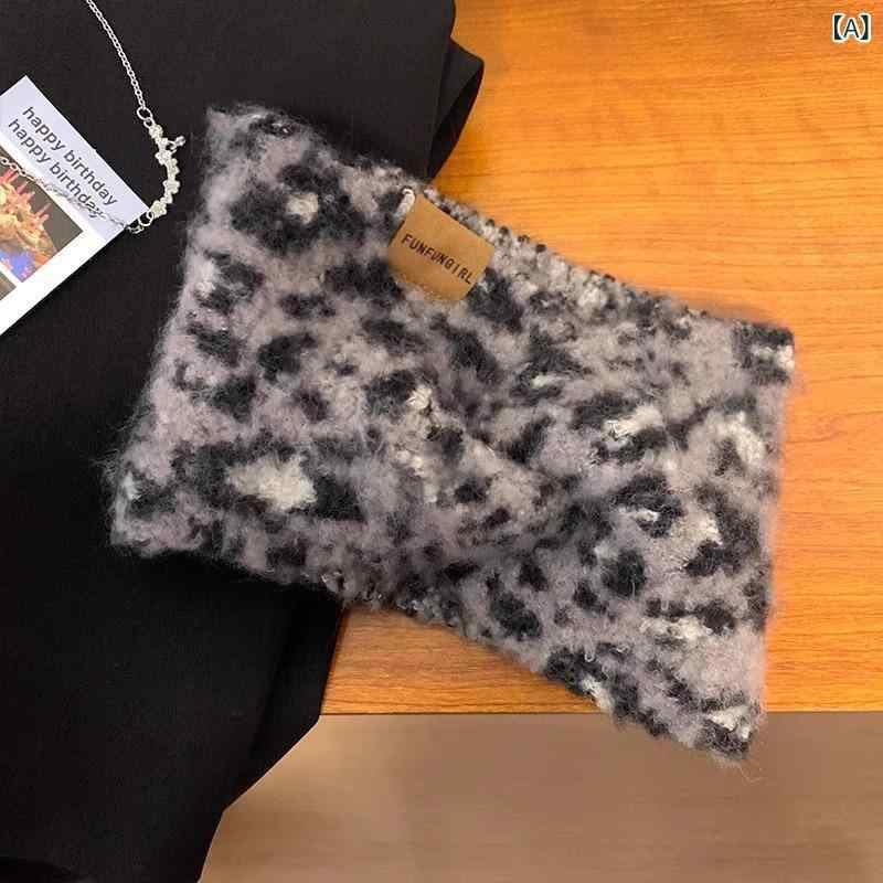 ヘアバンド ヘアターバン レディース ヒョウ柄 レオパード柄 ニット レトロ 秋冬 あったか 保温 幅広 洗顔 メイク お風呂上がり 普段使い 締め付けない ソフトタッチ