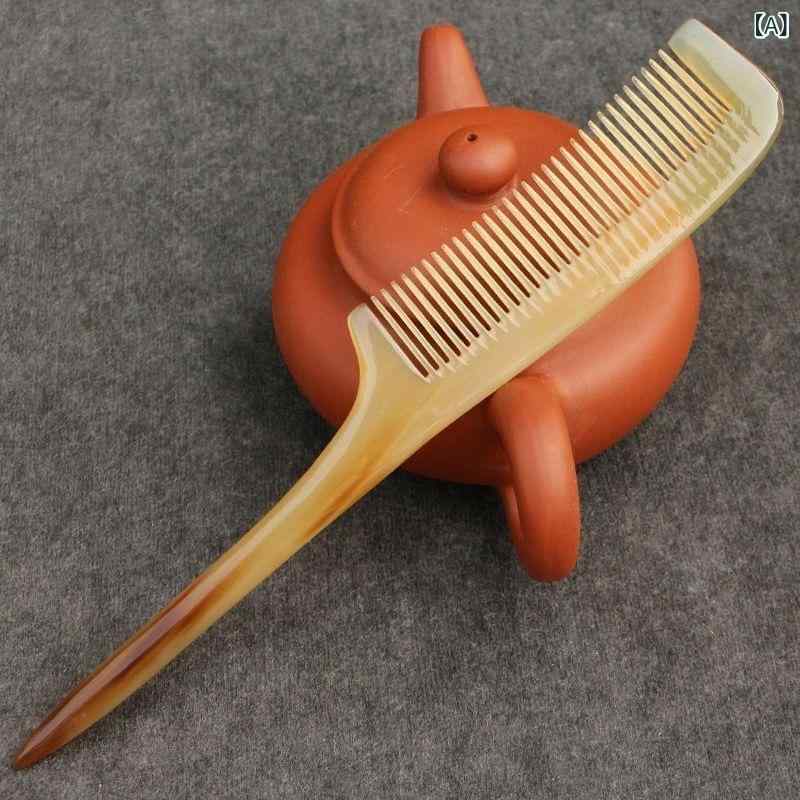 コーム レディース キッズ 天然 牛角 静電気防止 頭皮マッサージ ロングヘア 髪分け 髪結び ヘアブラシ